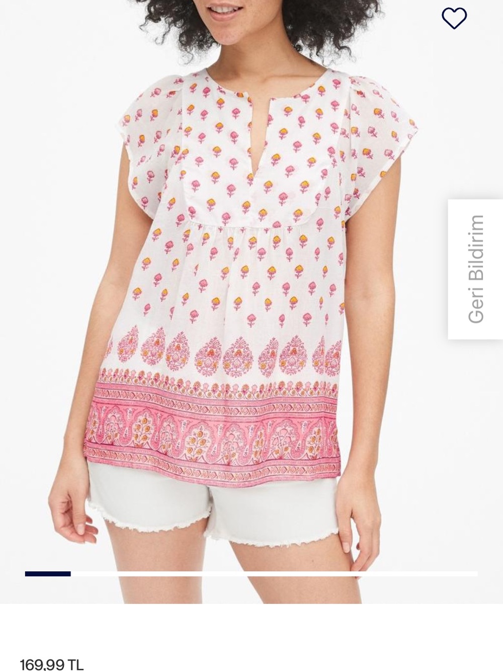 GAP White Boho Floral Border Peasant Top - Pink & Yellow - Picture 10 of 12